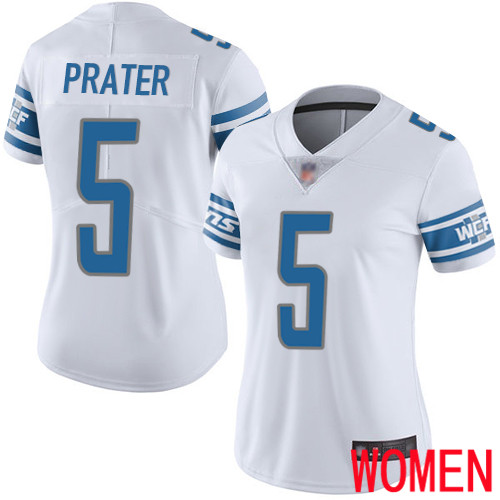 Detroit Lions Limited White Women Matt Prater Road Jersey NFL Football #5 Vapor Untouchable->women nfl jersey->Women Jersey
